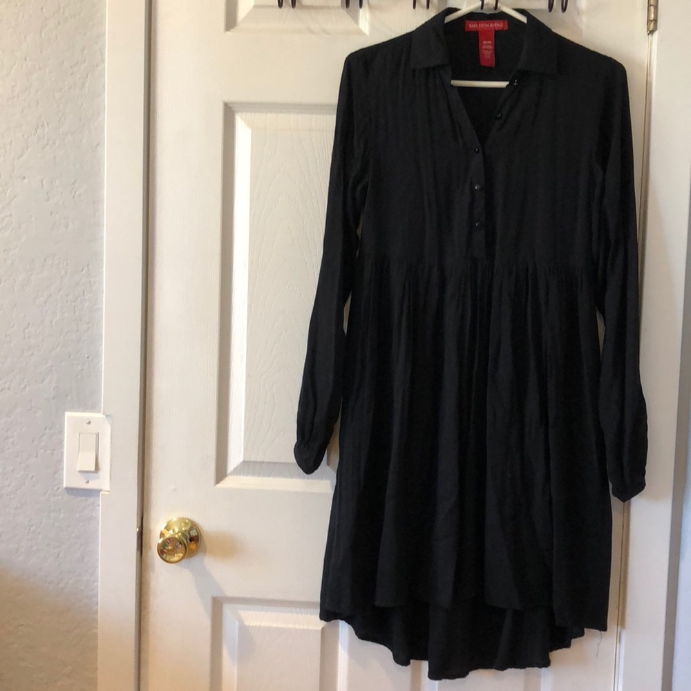 Saks Fifth Avenue | High Low Black Button Dress